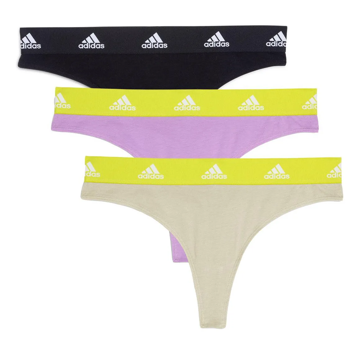 Lot de 3 strings femme Coton Logo Adidas noir | 3 Suisses