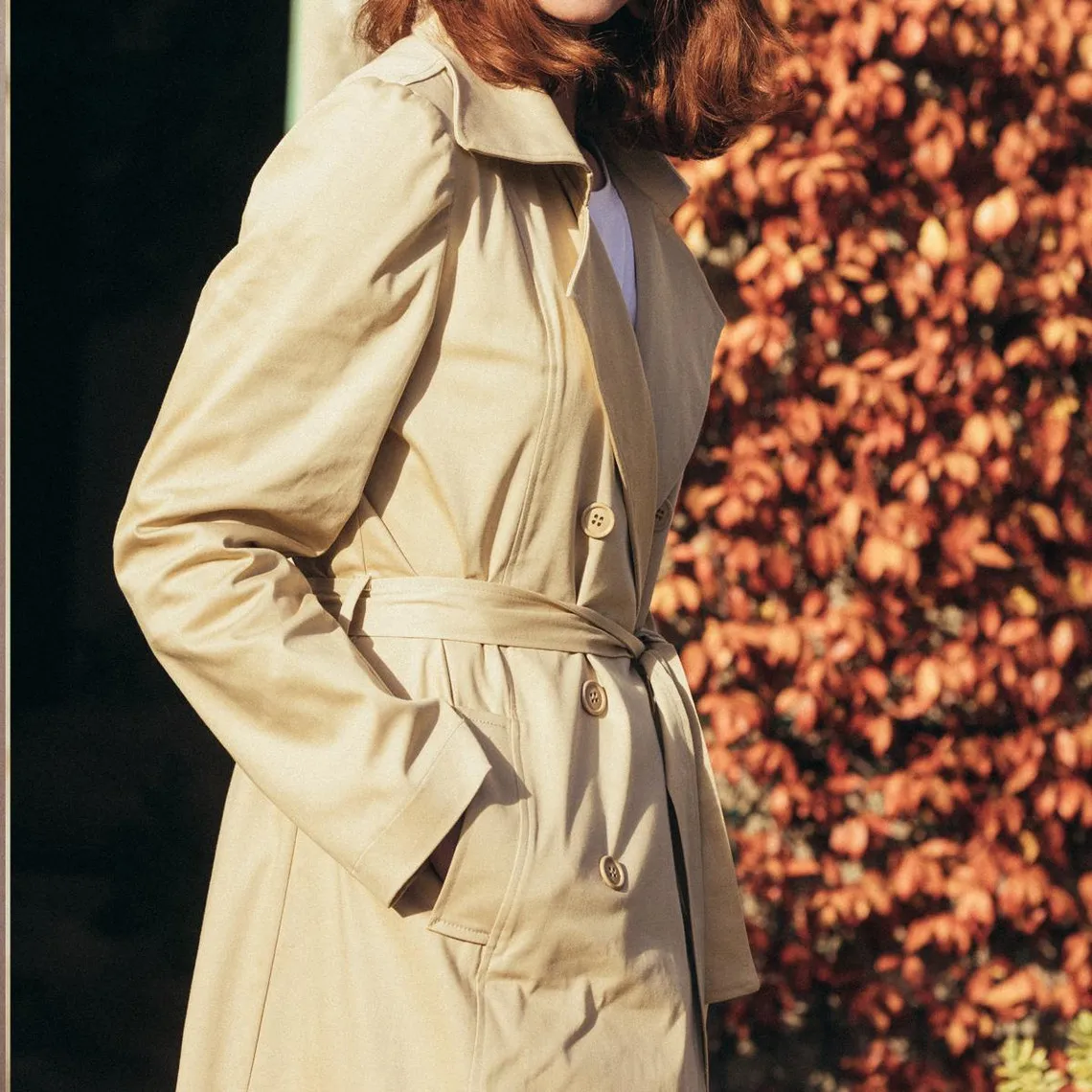 Trench long en coton Farah Réédition beige | 3 Suisses